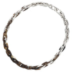Hermes Amarage Silver Horn Combination Necklace Brown