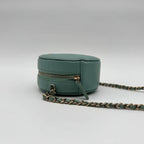 Chanel Shoulder Bag Round Caviar Leather Quilted CC Logo Gold Emerald Green — view 4