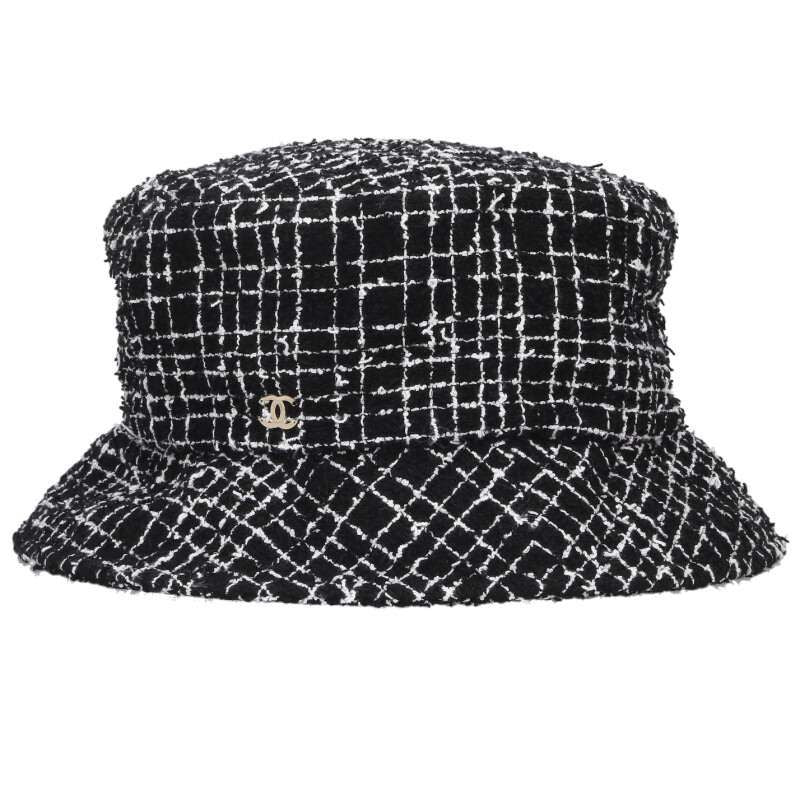 Chanel CC Logo Tweed Bucket Hat