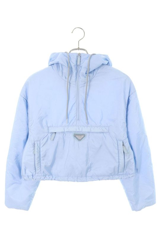 Prada Re-Nylon Triangle Plait Anorak Jacket 36 Light Blue