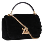 Louis Vuitton Mink Fabric Maltese Chain Shoulder Bag PM Black
