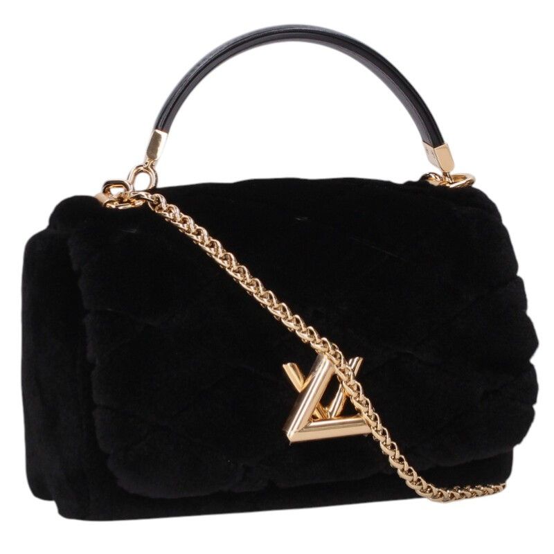 Louis Vuitton Mink Fabric Maltese Chain Shoulder Bag PM Black
