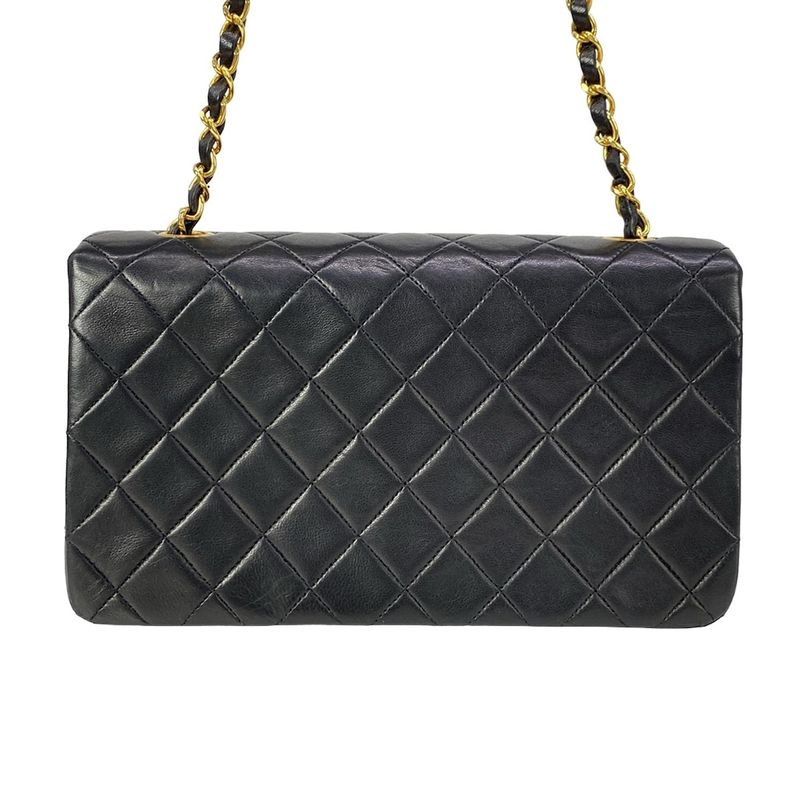 Chanel Shoulder Bag Single Flap Quilted Black Chain Gold