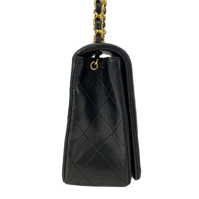 Chanel Shoulder Bag Single Flap Quilted Black Chain Gold