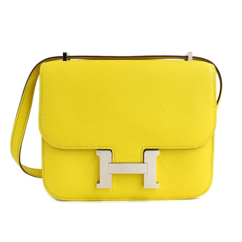 Hermes Constance Mini 18 Jo Nunapur Chevre Silver Shoulder Bag