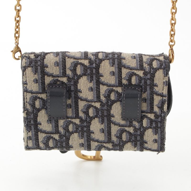 Dior Oblique Saddle Chain Pouch Shoulder Bag Navy
