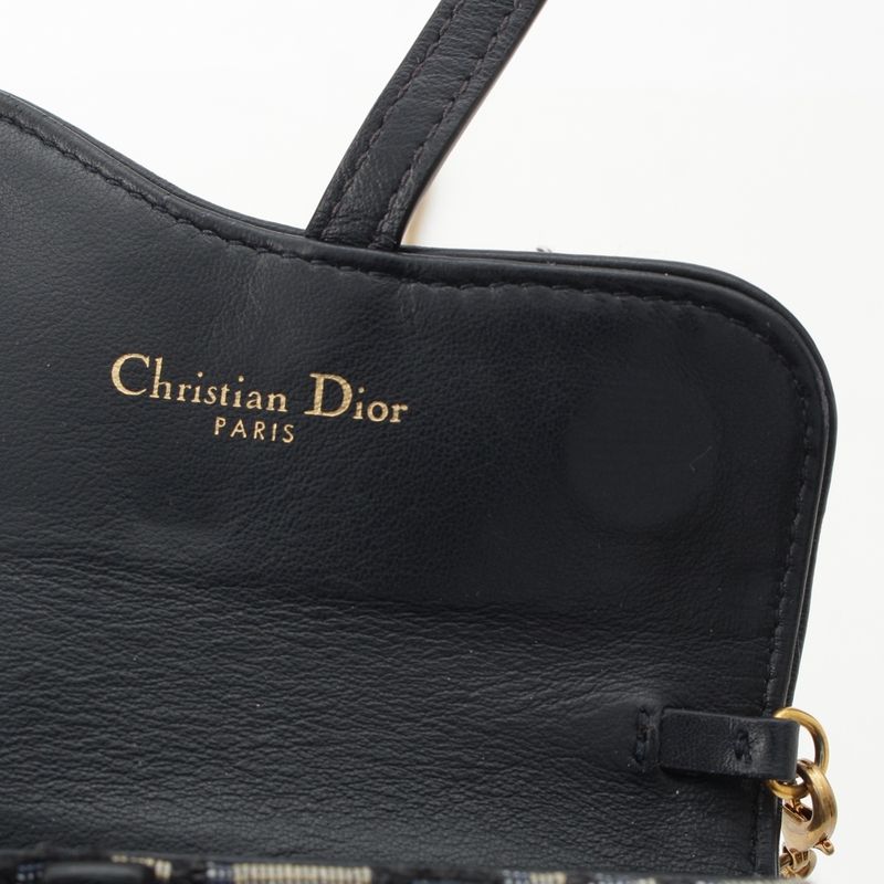 Dior Oblique Saddle Chain Pouch Shoulder Bag Navy