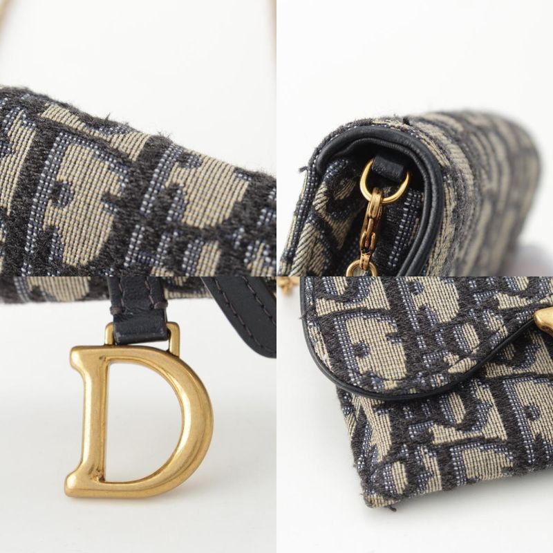 Dior Oblique Saddle Chain Pouch Shoulder Bag Navy