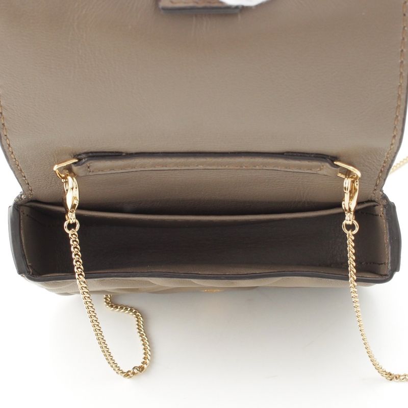 Fendi FF Zucca Mamma Bucket Leather Gold Chain Shoulder Bag Pouch Beige