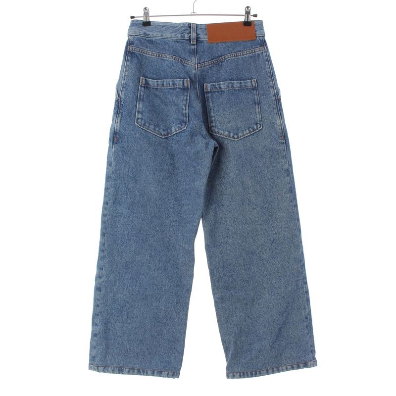 Loewe Cotton Anagram Cropped Denim Logo Pants Ice Blue