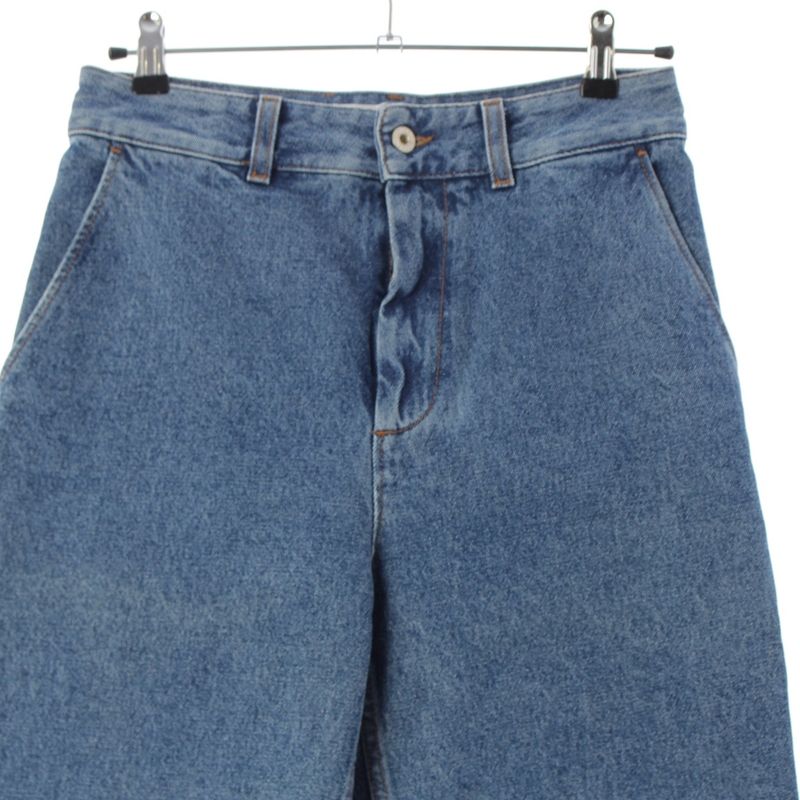 Loewe Cotton Anagram Cropped Denim Logo Pants Ice Blue