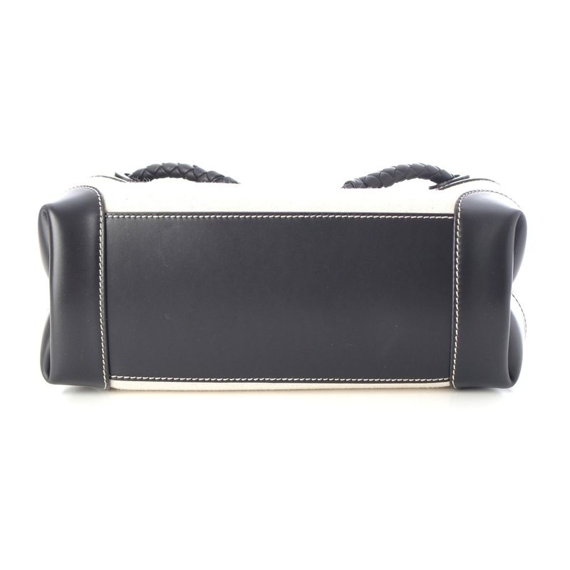 Bottega Veneta Leather Canvas Andia Mo 3Way Handbag Black