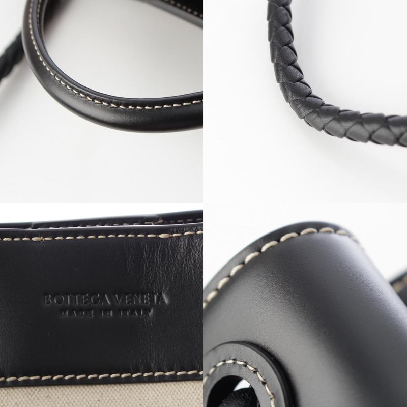 Bottega Veneta Leather Canvas Andia Mo 3Way Handbag Black