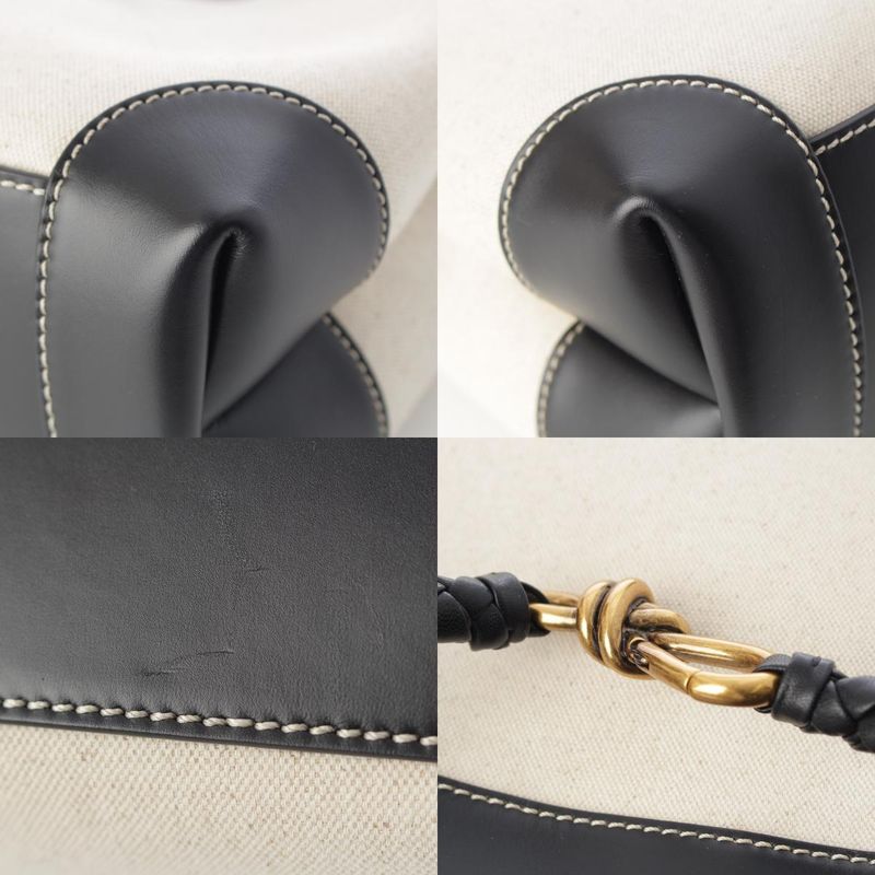 Bottega Veneta Leather Canvas Andia Mo 3Way Handbag Black