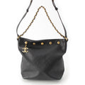 Chanel Shiny Lambskin Large Bucket Shoulder Bag Black