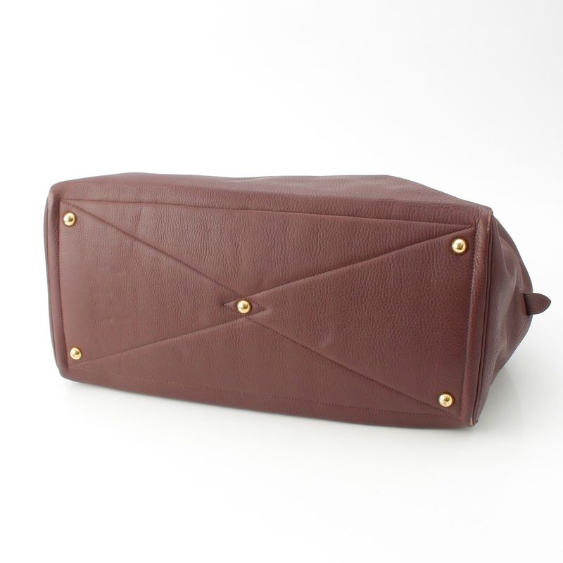 Hermes Victoria Taurillon Clemence Gold Boston Bag Tail Red Tail Brown