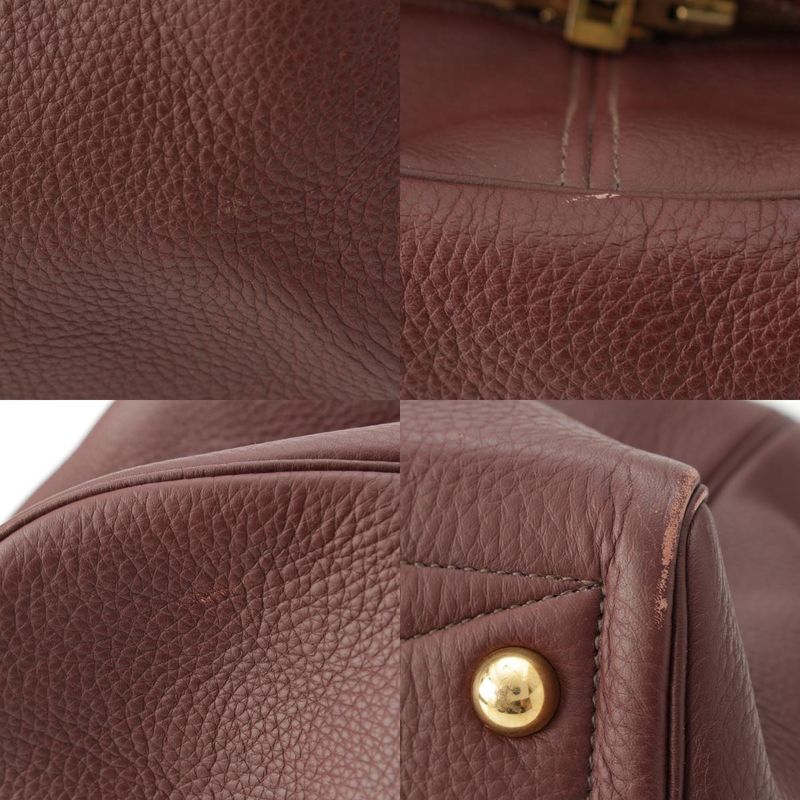 Hermes Victoria Taurillon Clemence Gold Boston Bag Tail Red Tail Brown