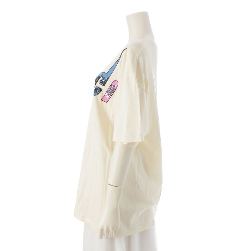 Gucci Blade Print Sequin Logo Short Sleeve T-Shirt Ivory