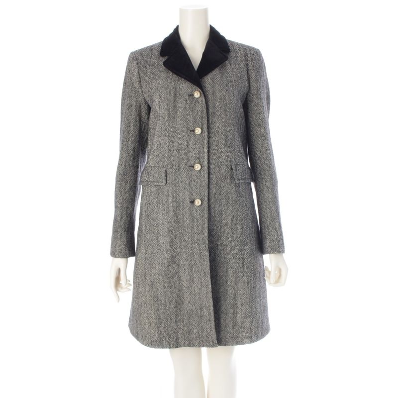 Gucci Wool Ggpearl Velour Coat Black White 38