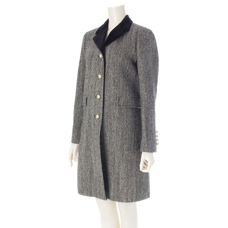 Gucci Wool Ggpearl Velour Coat Black White 38