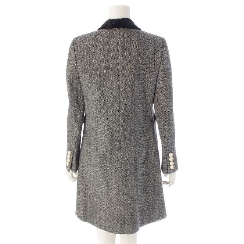Gucci Wool Ggpearl Velour Coat Black White 38