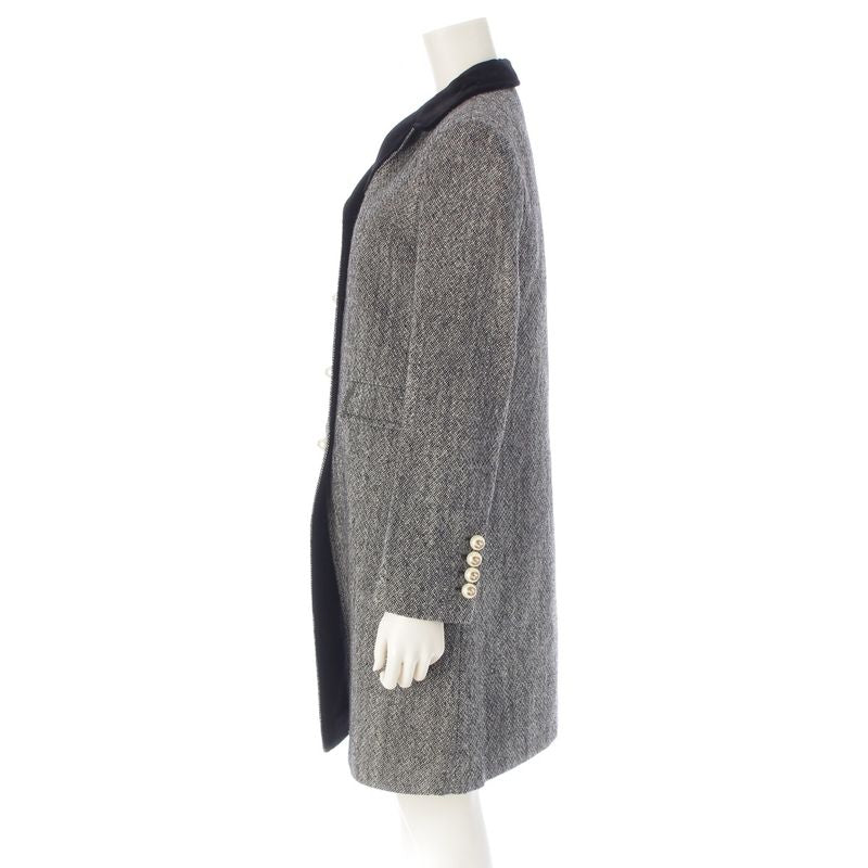 Gucci Wool Ggpearl Velour Coat Black White 38