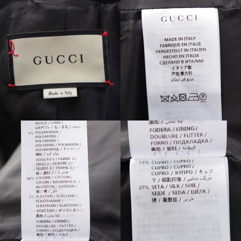 Gucci Wool Ggpearl Velour Coat Black White 38