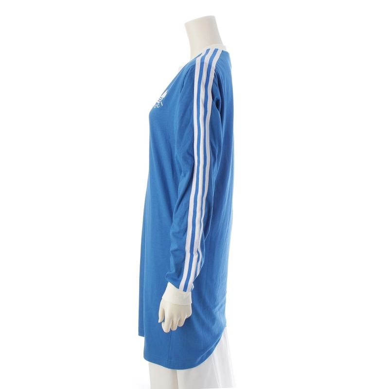 Gucci Adidas Logo Striped Shirt Long Sleeve Dress Blue