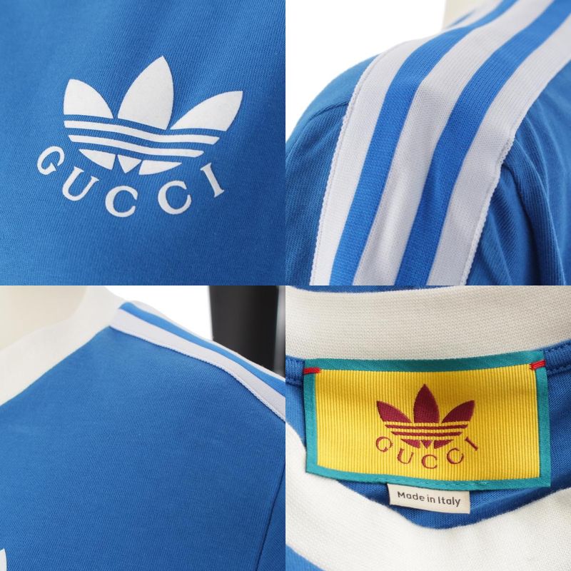 Gucci Adidas Logo Striped Shirt Long Sleeve Dress Blue