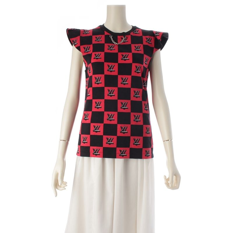 Louis Vuitton Cotton LV Twist Lock Chain Top Sleeveless T-Shirt Black Red XS