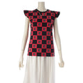 Louis Vuitton Cotton LV Twist Lock Chain Top Sleeveless T-Shirt Black Red XS