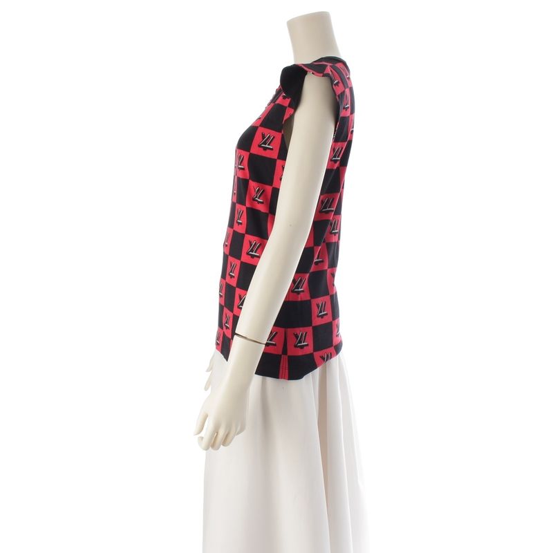 Louis Vuitton Cotton LV Twist Lock Chain Top Sleeveless T-Shirt Black Red XS