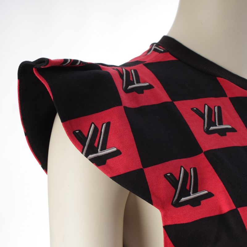 Louis Vuitton Cotton LV Twist Lock Chain Top Sleeveless T-Shirt Black Red XS