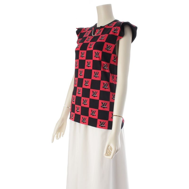 Louis Vuitton Cotton LV Twist Lock Chain Top Sleeveless T-Shirt Black Red XS