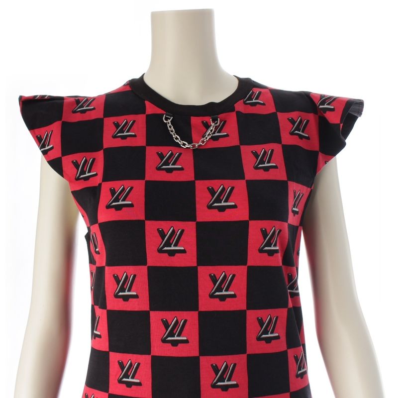 Louis Vuitton Cotton LV Twist Lock Chain Top Sleeveless T-Shirt Black Red XS