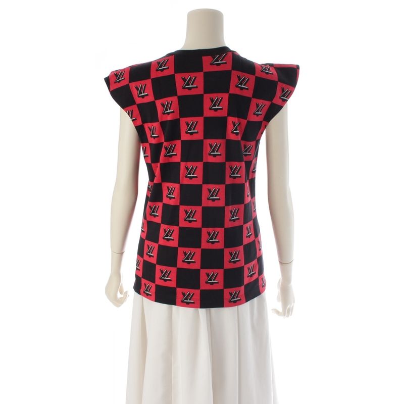 Louis Vuitton Cotton LV Twist Lock Chain Top Sleeveless T-Shirt Black Red XS