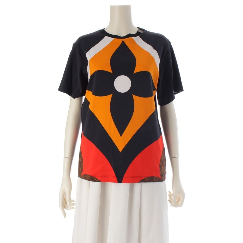 Louis Vuitton Gameon Giant Monogram Short Sleeve T-Shirt Top Orange Navy