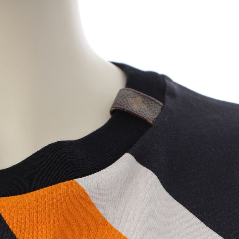 Louis Vuitton Gameon Giant Monogram Short Sleeve T-Shirt Top Orange Navy