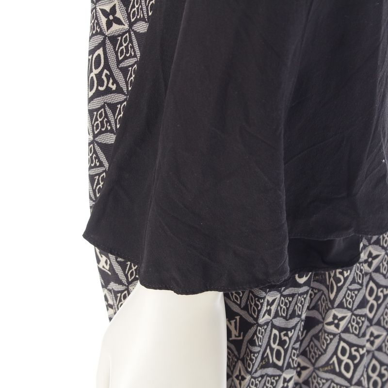 Louis Vuitton Since LV Logo Monogram Stand Collar Dress Black White