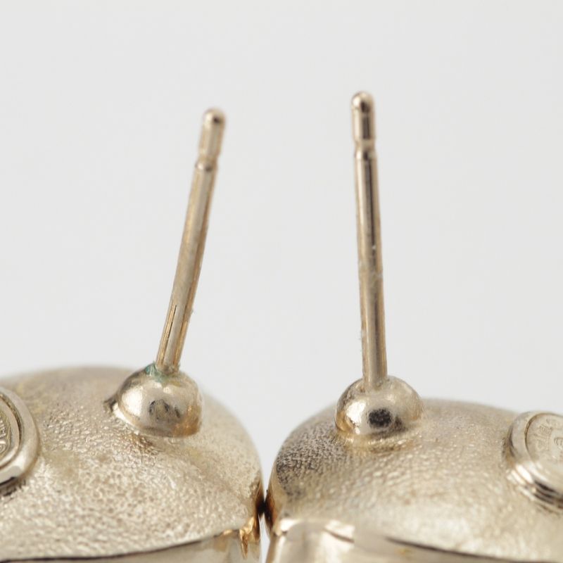 Chanel CC Logo Heart Rhinestone Earrings Silver