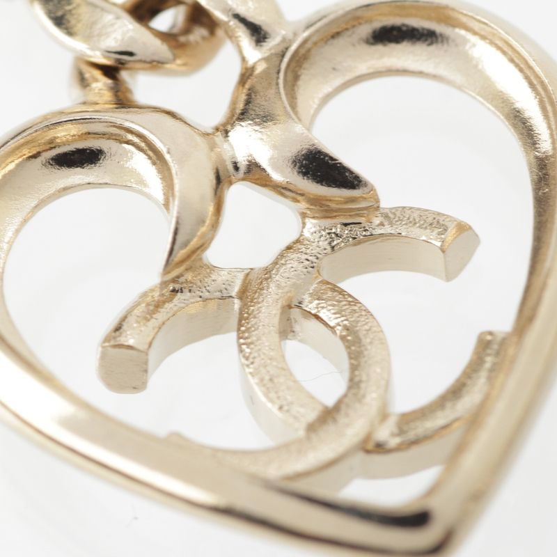 Chanel CC Logo Heart Rhinestone Earrings Silver