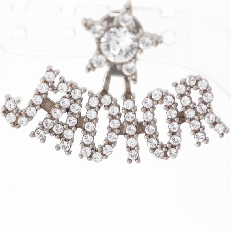 Dior J'adior Rhinestone Earrings Silver