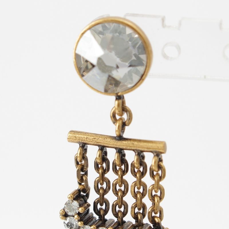 Dior J'adior Rhinestone Chain Earrings Gold