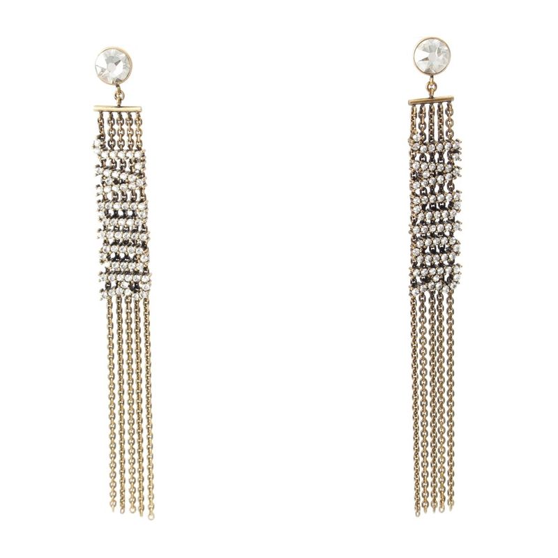 Dior J'adior Rhinestone Chain Earrings Gold