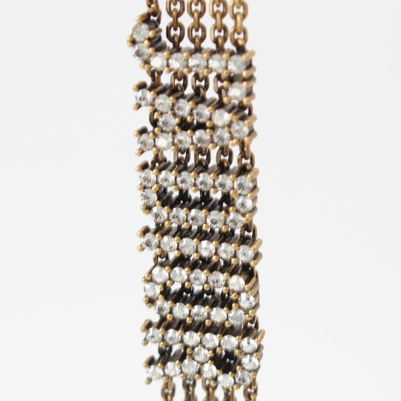 Dior J'adior Rhinestone Chain Earrings Gold