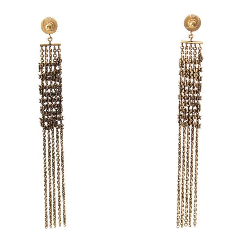 Dior J'adior Rhinestone Chain Earrings Gold