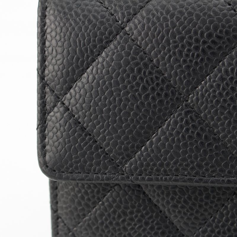 Chanel Caviar Leather Quilted CC Logo Wallet Black