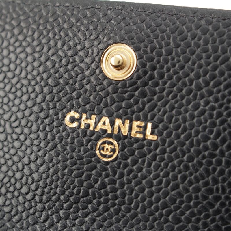 Chanel Caviar Leather Quilted CC Logo Wallet Black