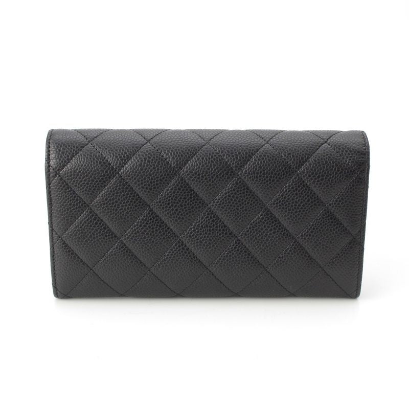Chanel Caviar Leather Quilted CC Logo Wallet Black