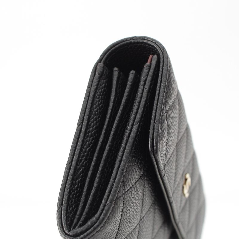 Chanel Caviar Leather Quilted CC Logo Wallet Black